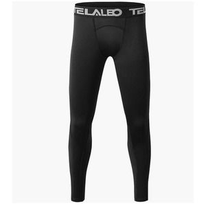 3 x TELALEO Youth Compression Leggings Athletic Base Layer | Boys S, Black NEW